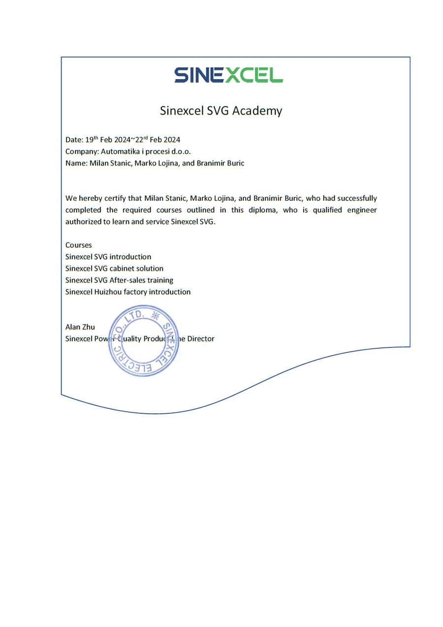 Sinexcel: SVG Academy: obuka za servis SVG uređaja
